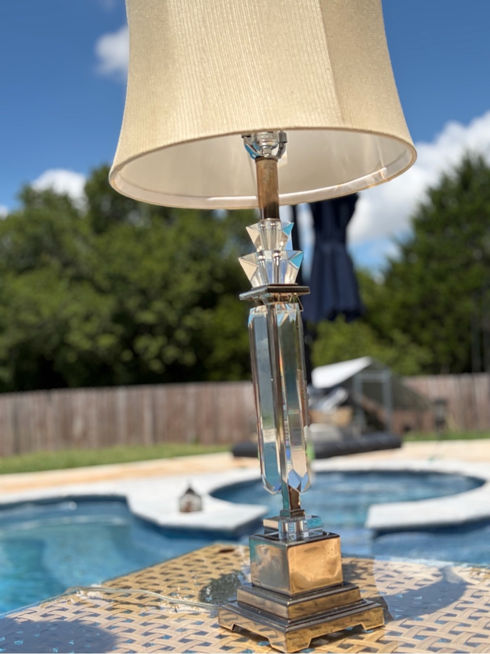 Crystal Table Lamp with Beige Shade